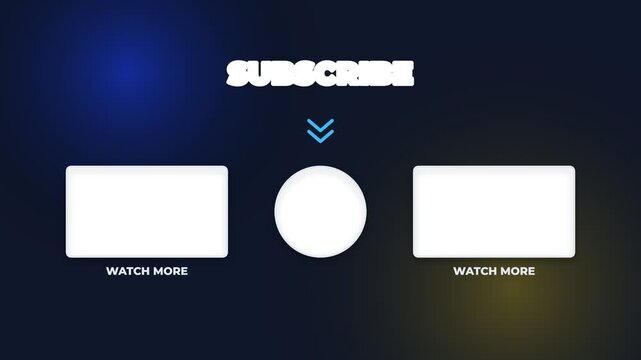 YouTube end screen template with subscribe and watch more