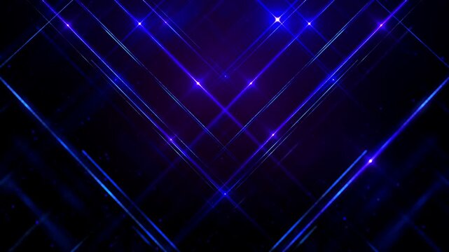 Glow Glitter Blue Particles and Blue Crosslines, Dark Loop Background Transparent 
