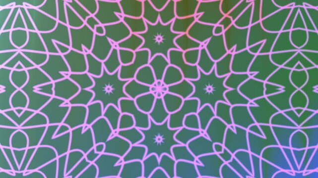 Pink mandala overlay pattern overlay on bright gradient background, suitable for design projects, fabric printing, digital art, and meditation materials.