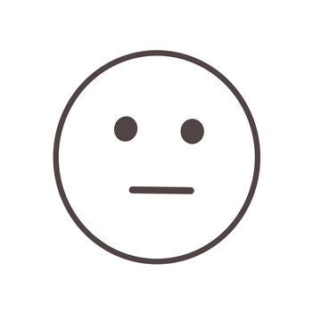 Hand drawn neutral face emoticon doodle line icon