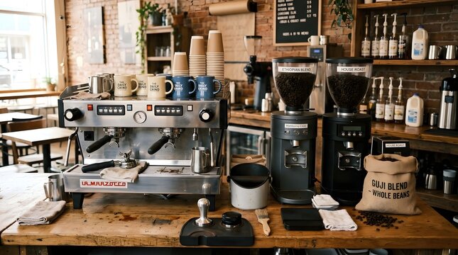 Professional Coffee Brewing Station Setup Prepared For A Busy Labor Day Rush