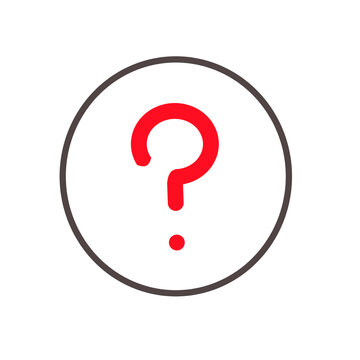 Hand drawn red question mark in circle doodle icon