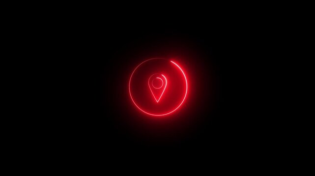 Abstract location icon fast tracking map pin icon animation on levitating location pin icon animation transparent.4k