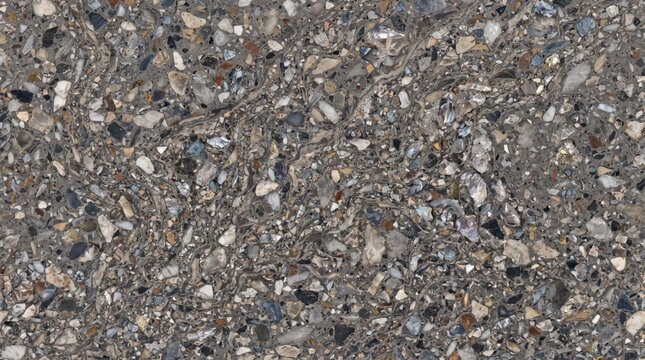 Exposed aggregate concrete texture with gray and speckled stone chips seamless pattern pebbles chipped grey