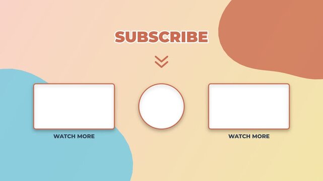 YouTube end screen template with subscribe button and video placeholders