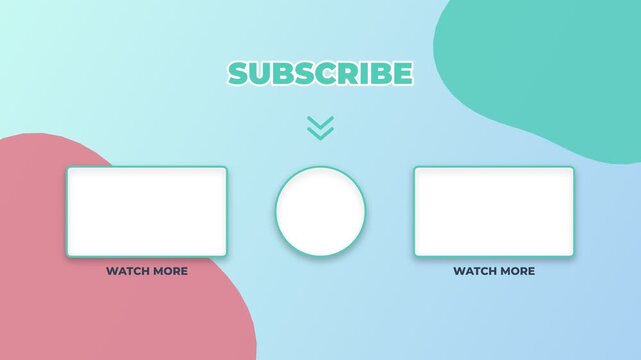 Youtube end screen template with subscribe button and video placeholders