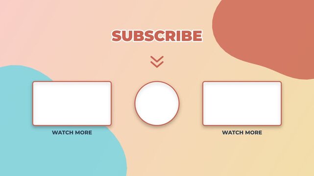 Youtube end screen template with subscribe button and video placeholders
