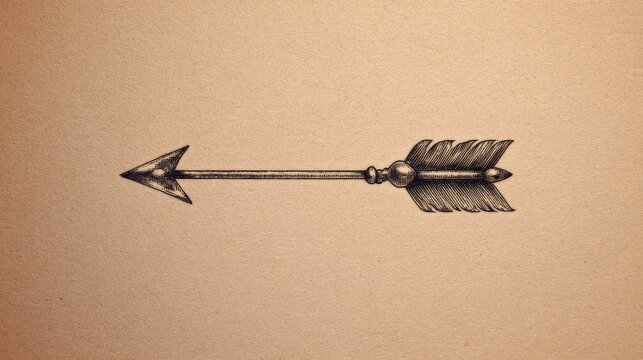 Vintage arrow silhouette pointing left against sepia background