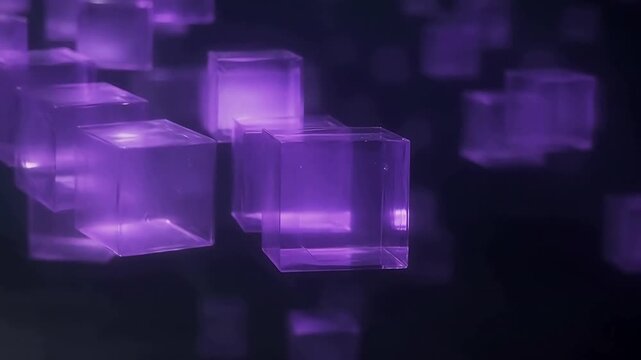 Floating translucent purple cubes in a dark space