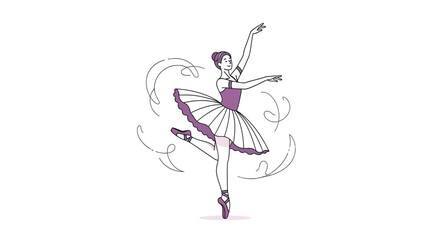 Delicate ballet dancer in a purple tutu twirls gracefully with flowing movements © Sendal