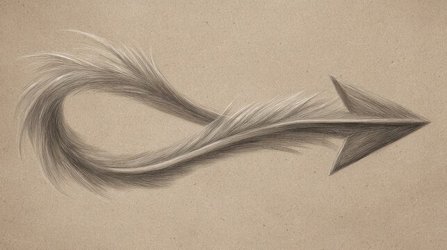 Symbolic feather arrow directional movement and transition concept