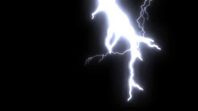 A powerful, complex lightning bolt striking a dark sky, evolving into intricate branches and forks