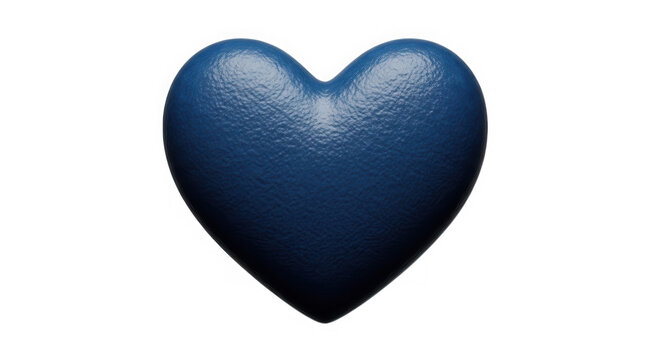 Dark blue heart icon with a textured surface isolated on transparent background