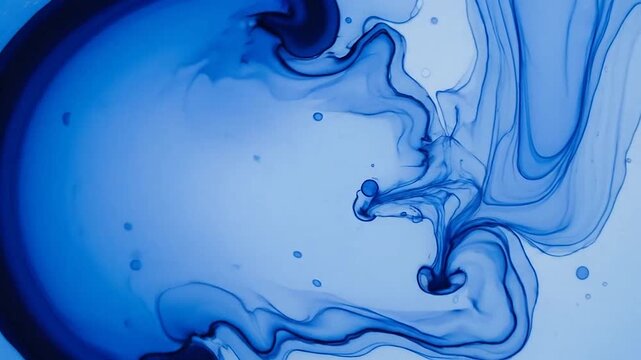 Abstract blue ink swirls create a fluid and dynamic artistic composition