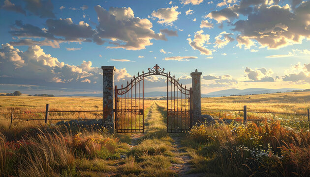 Open gate field landscape