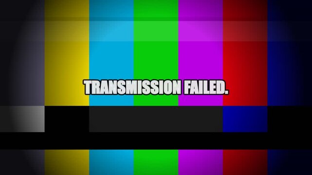 Transmission failed text overlay on colorful television test pattern