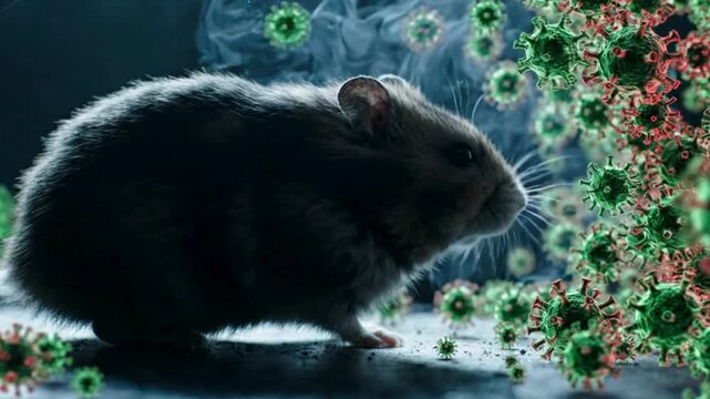 Small rodent sniffing the air in dark, smoky, dramatic lighting