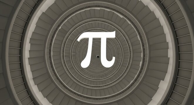 Pi symbol on gray circular background.