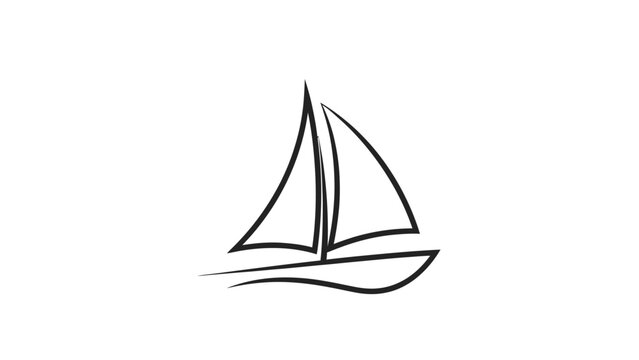 A minimalist, elegant line drawing of a sailboat with two sails against a white background, conveying a sense of freedom and adventure on the water.