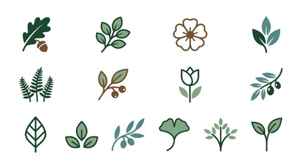 Natural green plant and floral icons © NAFAS KUDA