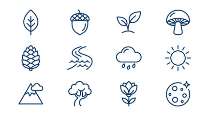 Seasonal nature weather and outdoor environment icons set. © NAFAS KUDA