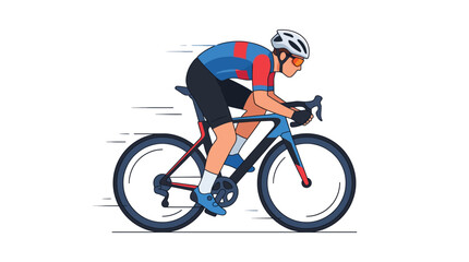 Fototapeta premium Professional Male Cyclist in Full Gear Riding Fast on Road Bike Vector Illustration Isolated