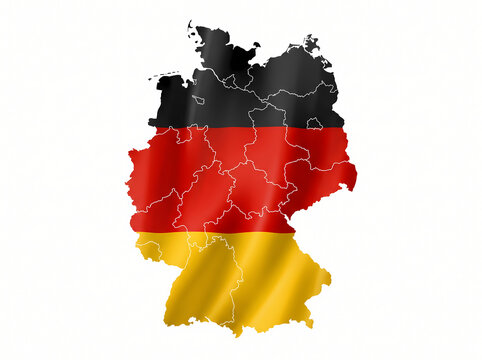 Distressed map of germany with flag