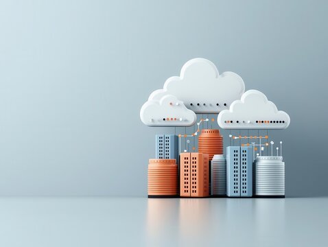 Cloudnative infrastructure visualized with microservices and containers, modular tech image