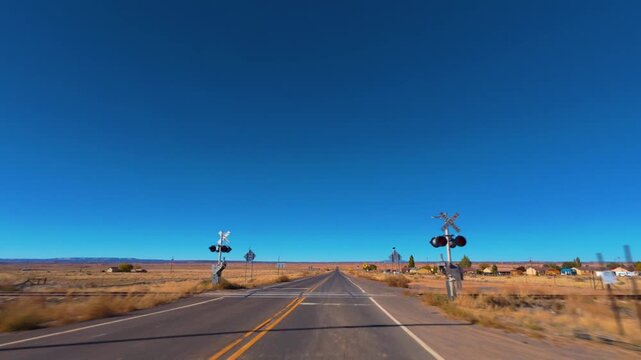 Page Arizona POV Drive on Highway 98 Through Desert Landscape