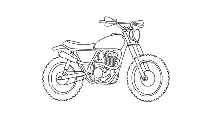 Scrambler Motorcycle Outline Drawing, Vintage Style Bike Vector Art © Berkah