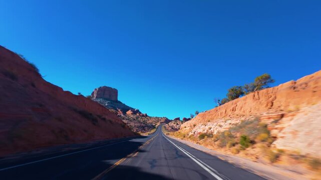 Page Arizona POV Drive on Highway 98 Through Desert Landscape