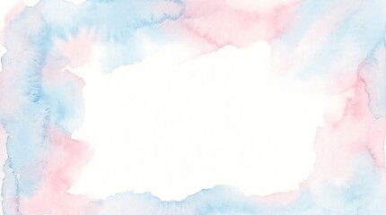 Obraz premium Soft pastel blue and pink watercolor frame creates a serene border around central copy space for International Day of Peace background and elegant minimalist banner design