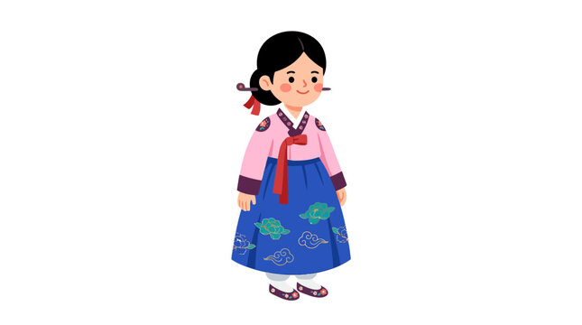 Beautiful traditional Korean hanbok dress with elegant embroidery and colorful silk fabric