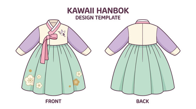 Front view of traditional Korean cultural dress with intricate embroidery and silk fabric