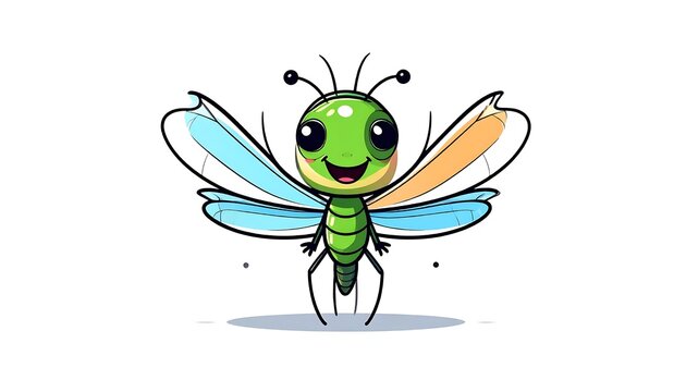 Colorful cartoon ladybug with wings flying.