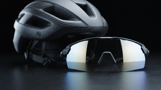 Professional Carbon Fiber Cycling Helmet and Reflective Sunglasses