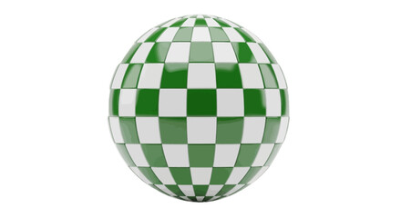 Obraz premium Vector illustration of 3d rendered glossy green and white checkered sphere on a transparent background