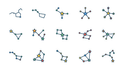 Minimalist constellation and star line icons. © AJI T