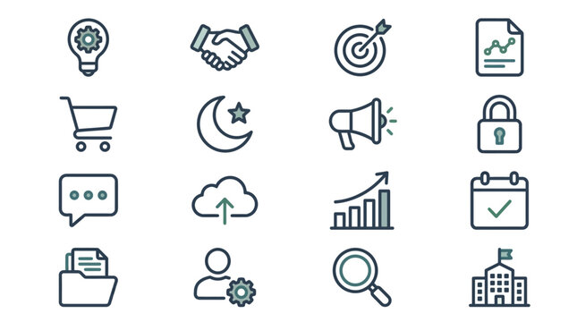 Universal business line icons for web interface.