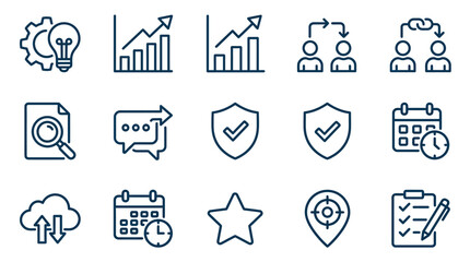 Fototapeta premium Business data analytics and communication icons.