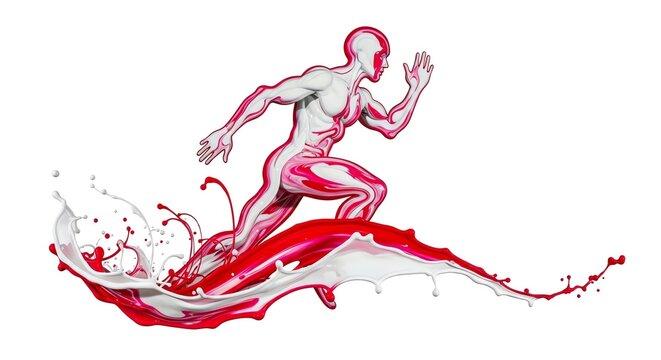 Dynamic abstract runner in red and white splashes