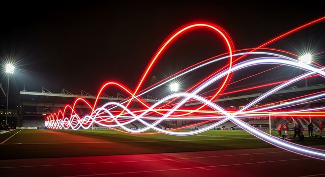Night Stadium Light Trails Abstract Speed and Energy
