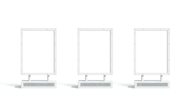 Three empty picture frames with barcodes