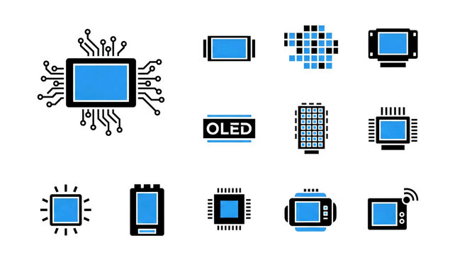 Icons representing small electronic displays and screen modules.