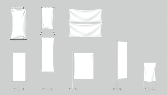 Collection of blank banners and flags
