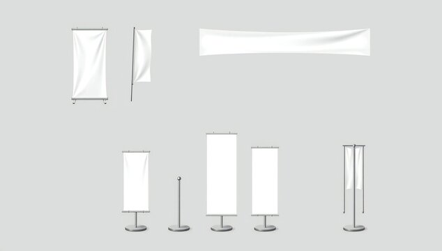 Collection of various banner stands