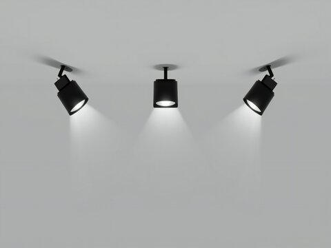 Modern ceiling spotlights in a row
