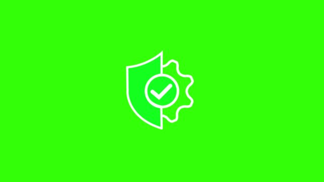 Security, safety, shield protection management icon animation. Secure, safe, protect, guard, privacy, defense manage animated symbol. 4K animation on green background 