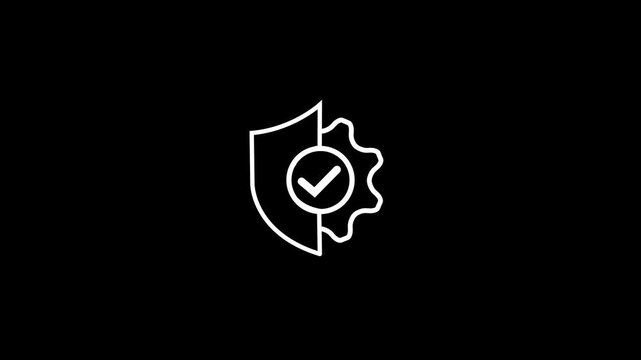Security, safety, shield protection management icon animation. Secure, safe, protect, guard, privacy, defense manage animated symbol. 4K animation on black background 