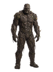 Fototapeta premium Swamp Monster Character Made of Mud and Vines Isolated on Transparent Background